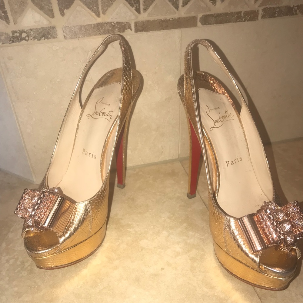 Gold louboutin heels
